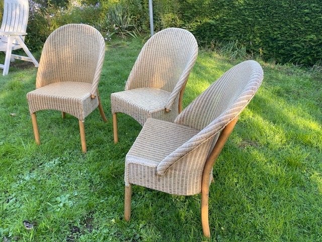 3 originele Loom rotan tuinstoelen, Ophalen, Gebruikt, Rotan