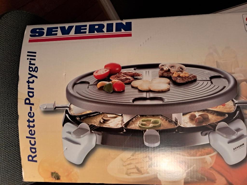 Severin Raclette PartyGrill - gourmet + 8 pannetjes, Witgoed en Apparatuur, Gourmetstellen, Ophalen of Verzenden, Nieuw, 8 personen of meer