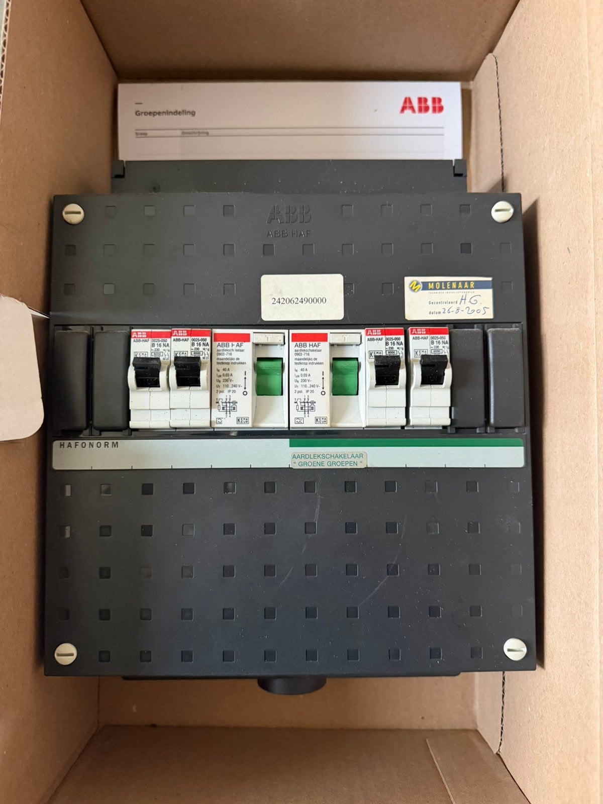 ABB Groepenkast 4 Groepen 2 Aardlekschakelaars, Doe-het-zelf en Verbouw, Elektra en Kabels, Ophalen of Verzenden, Gebruikt, Overige typen