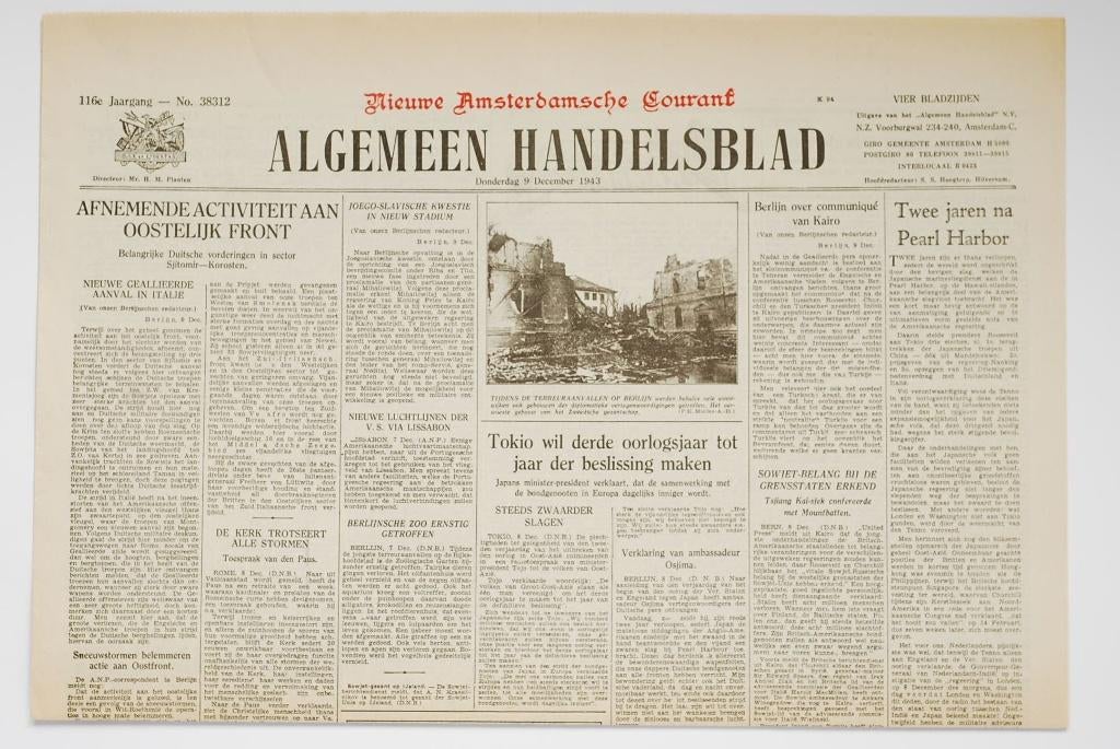 9 december 1943 - Algemeen Handelsblad | Heruitgave 1943, Verzamelen, Zo goed als nieuw, Verzenden, Amsterdam, Florence Uitgeverij