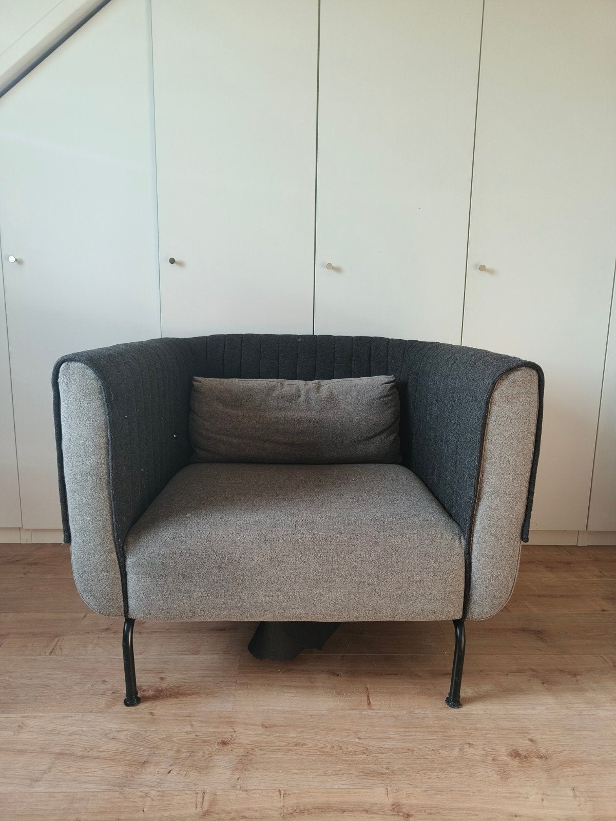 Made Bienno fauteuil - Opaalgrijs wolmix, Ophalen, Gebruikt, 75 tot 100 cm, Stof