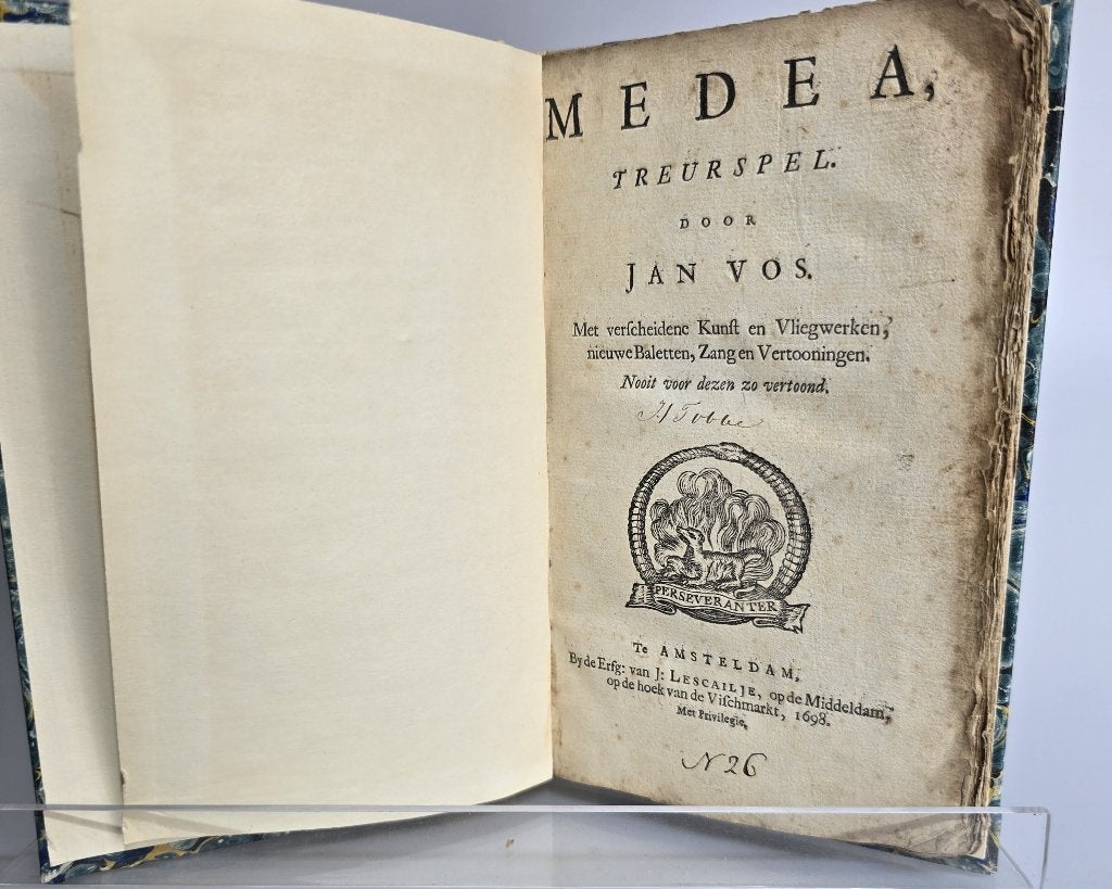 Treurspel Medea van J. Vos uit 1698, Ophalen of Verzenden, J. Vos