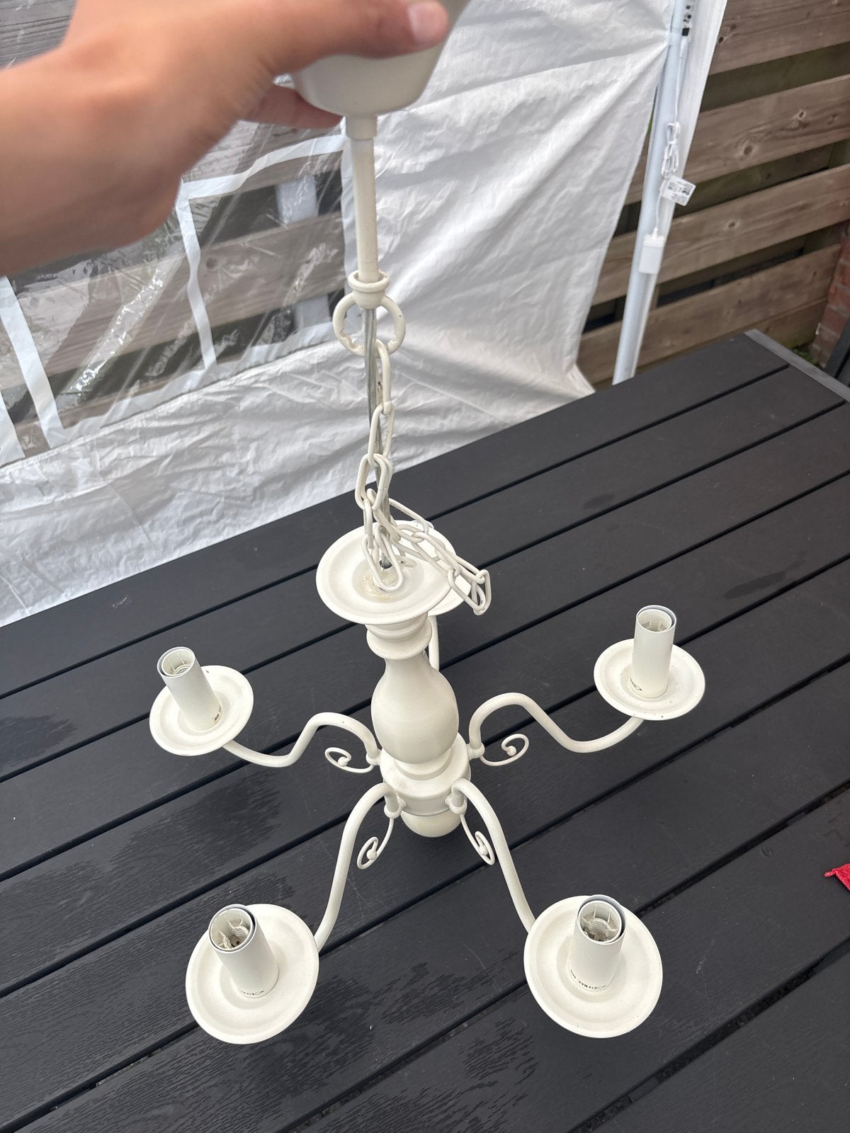 Gloednieuwe witte kroonluchter - 5-armige lamp, Ophalen of Verzenden, Nieuw, Metaal