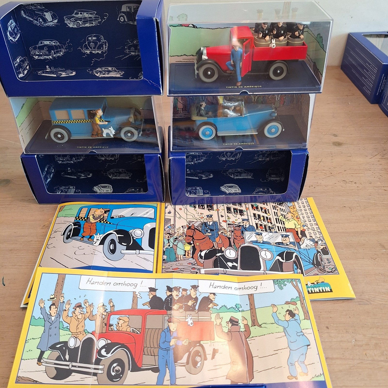 Kuifje in Amerika - 3 modelauto's en boekjes, Verzamelen, Ophalen of Verzenden