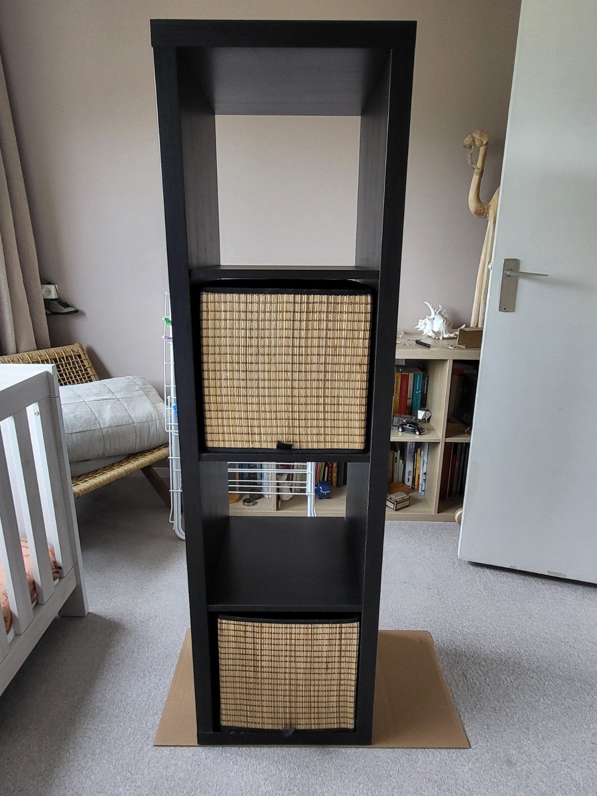 Ikea Kallax kast met manden - Zwart, Ophalen, Gebruikt, 50 tot 100 cm, Minder dan 100 cm