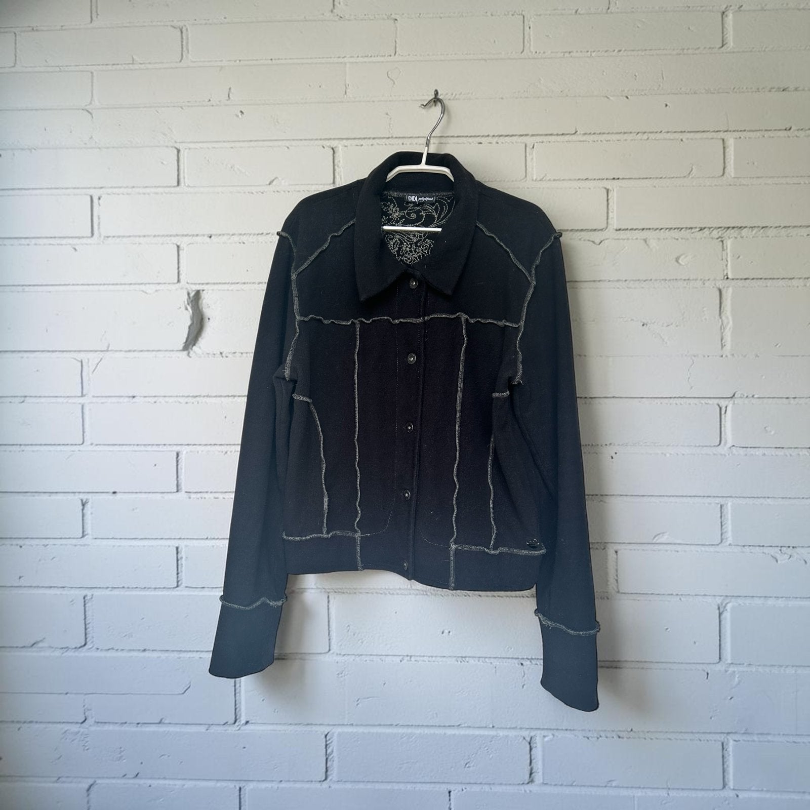 Didi Blazer Vest Maat XL Zwart Grijs Borduursels Ruwe Naden, D, Verzenden, Zwart, Maat 46/48 (XL) of groter