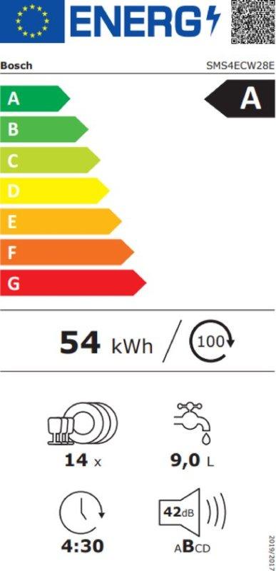 Bosch vaatwasser SMS4ECW28E - Serie 4 - Vrijstaand - Wit, BSH Huishoudapparaten, 60 cm of meer, Minder dan 10 liter, Nieuw