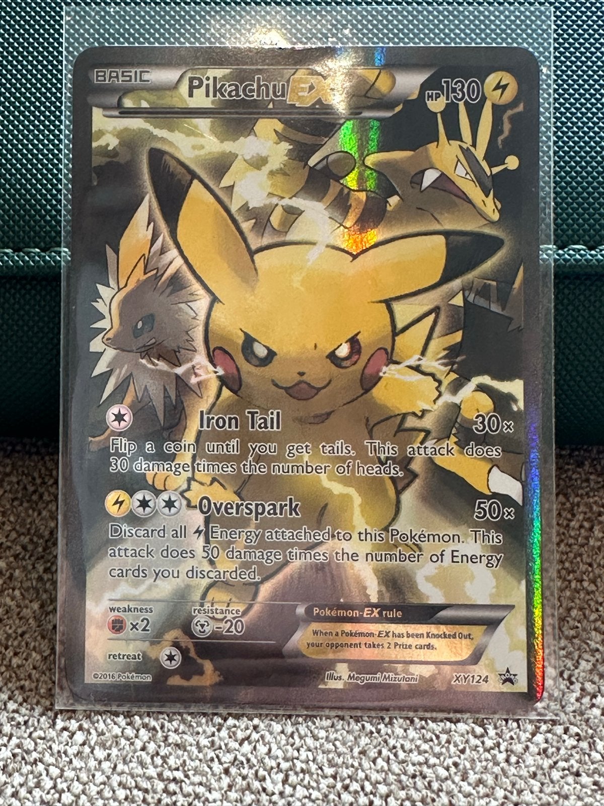 Pikachu EX XY124 Full Art Foil Pokémon Kaart, Ophalen of Verzenden, Zo goed als nieuw, Losse kaart, Foil