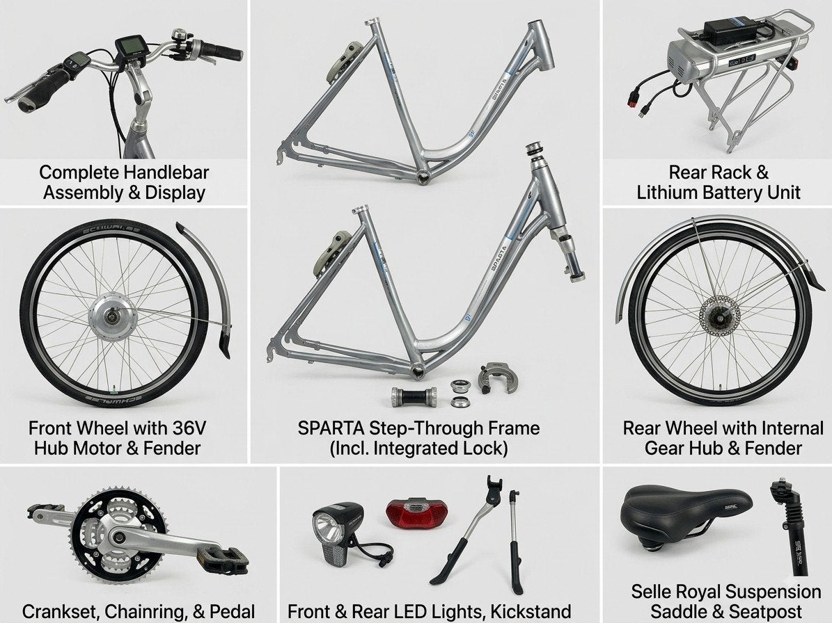 Fietsonderdelen Sparta: wielen, stuur, display, zadel, etc., Sparta, Gebruikt, Elektrische fiets, Ophalen