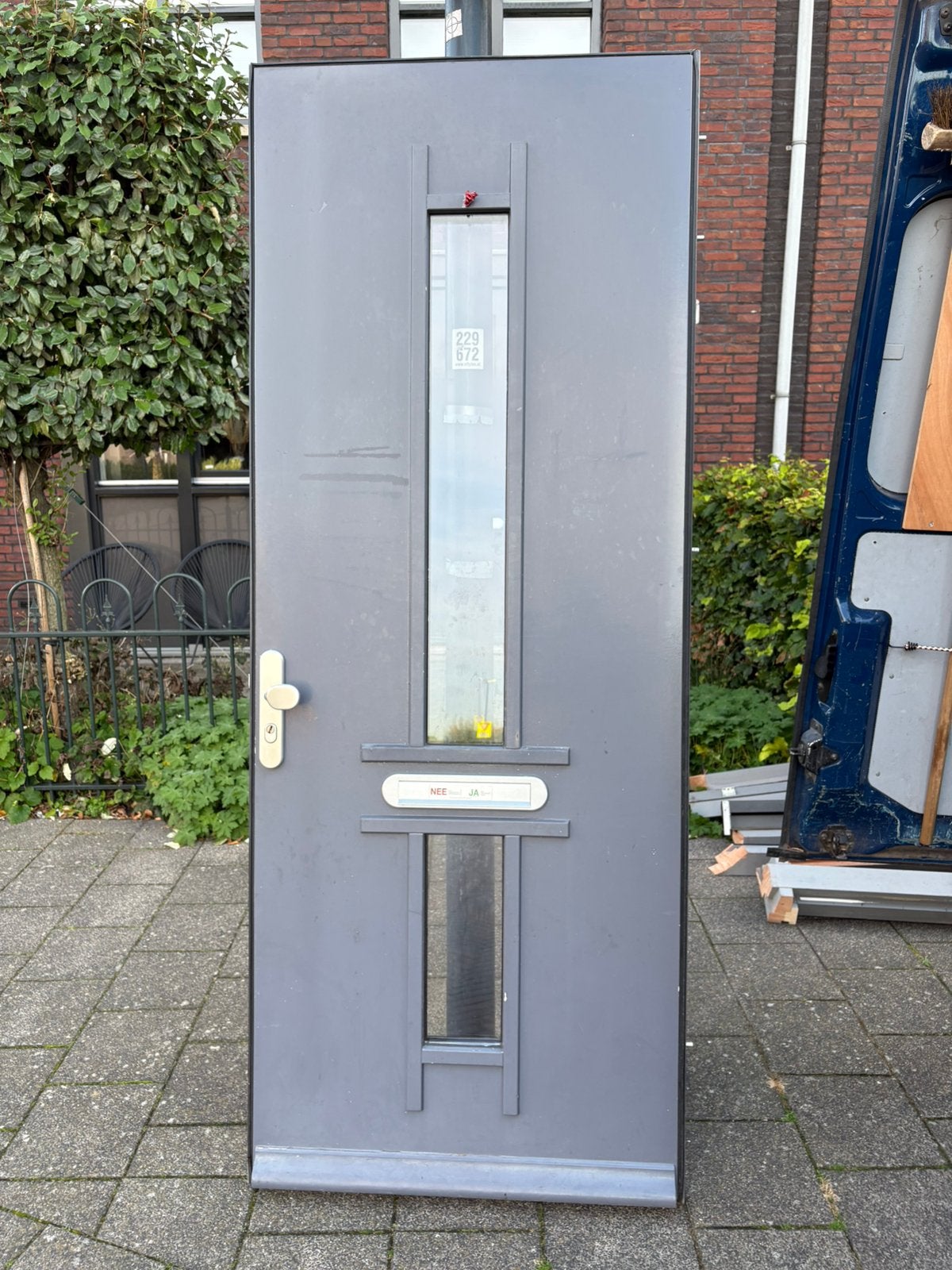 Houten voordeur met dubbel glas, Ophalen, 80 tot 100 cm, 200 tot 215 cm, Glas