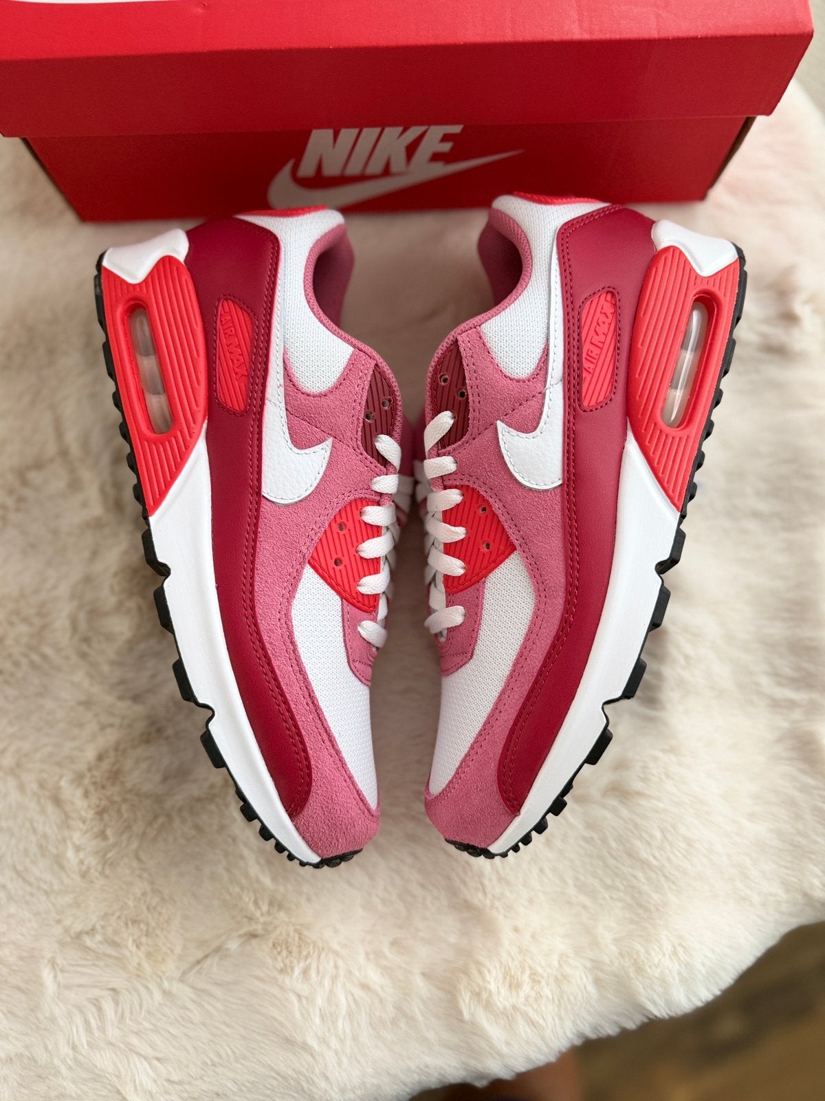 Nike air max 90 maat 44.5 rood roze wit nieuw sneakermaatje, Ophalen of Verzenden, Zo goed als nieuw, Overige kleuren