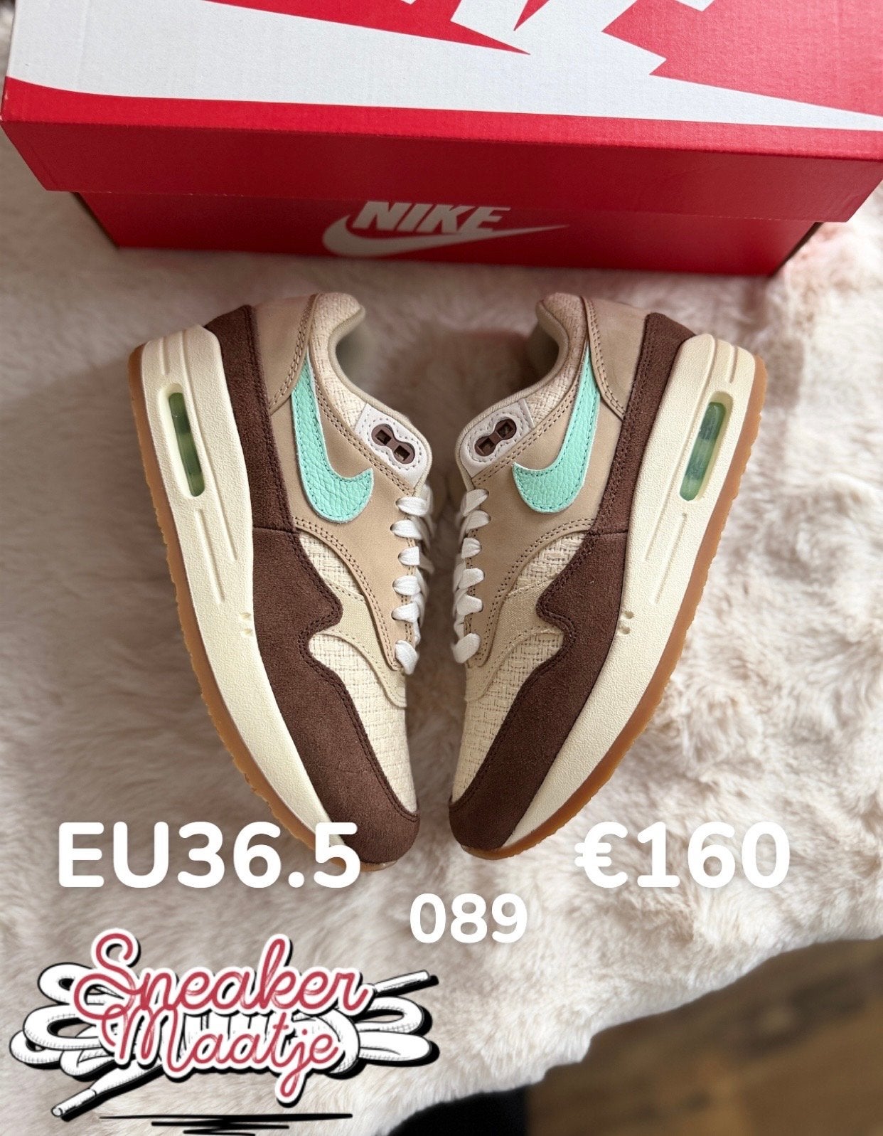 Nike Air Max 1 Crepe Hemp - Maat 36.5, Bruin, Nieuw, Ophalen of Verzenden, Sneakers of Gympen