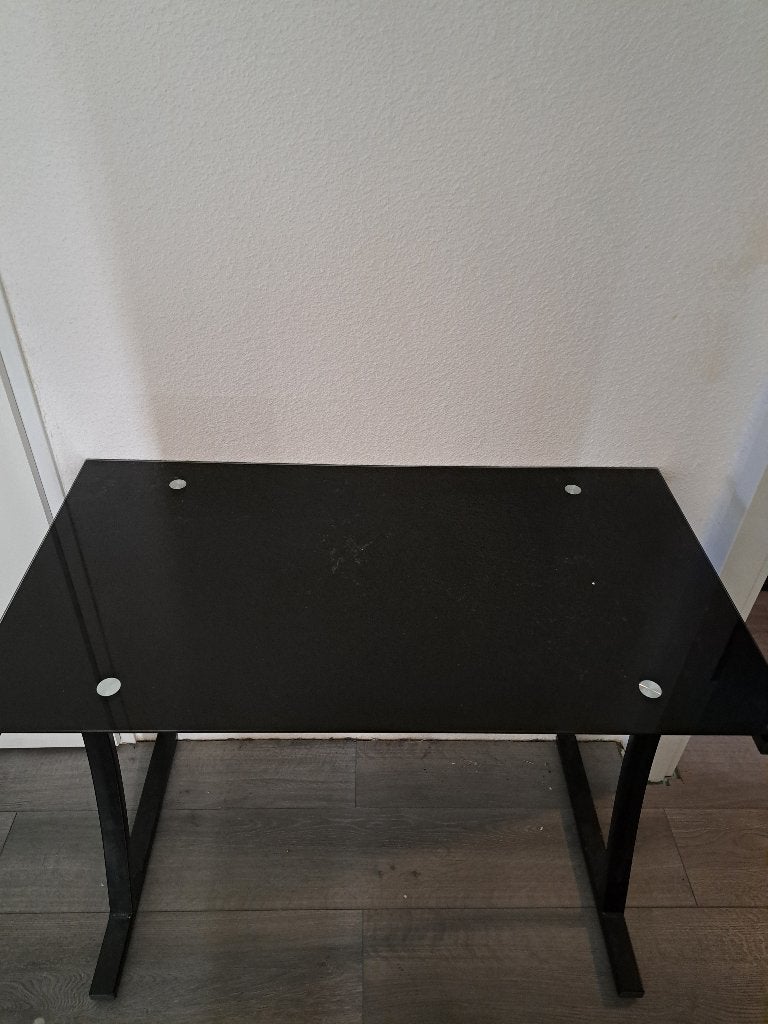 Modern zwart glazen bureau - gehard glas, Huis en Inrichting, Bureaus, Ophalen of Verzenden, Zo goed als nieuw, 50 cm, 120 cm