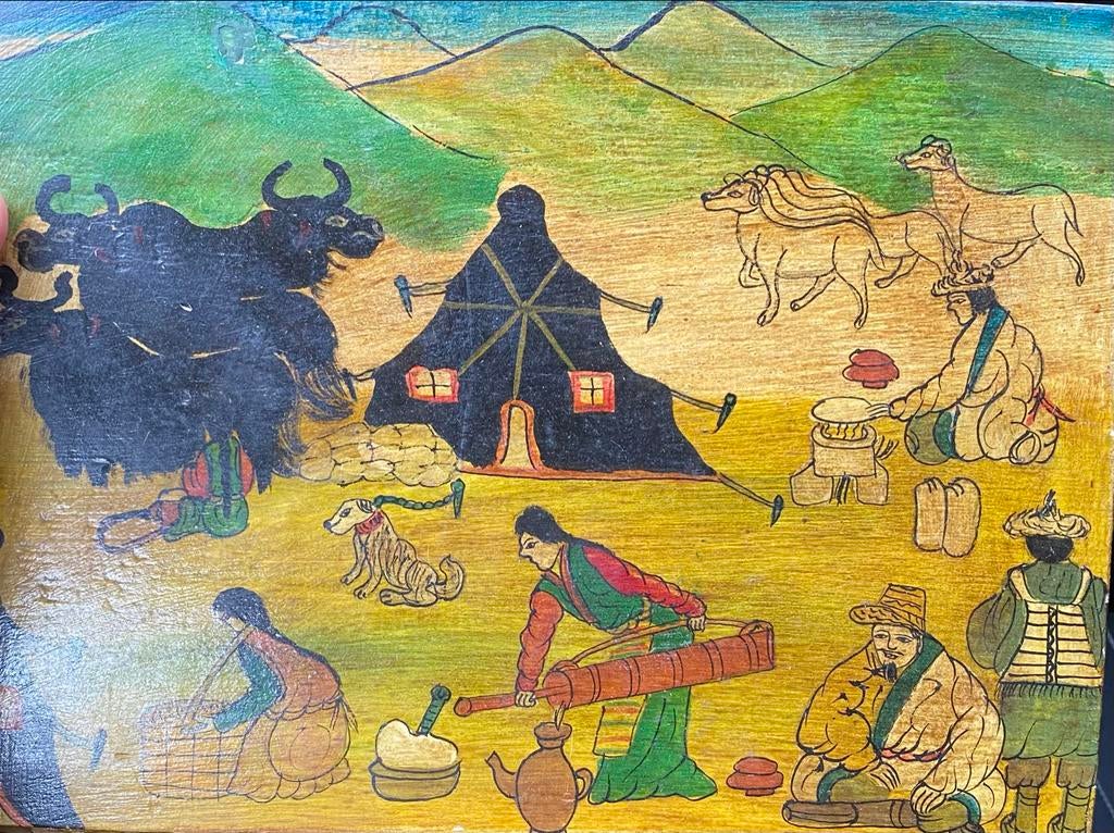 Uniek Mongools kunstwerk: Scène uit het nomadenleven, Antiek en Kunst, Ophalen