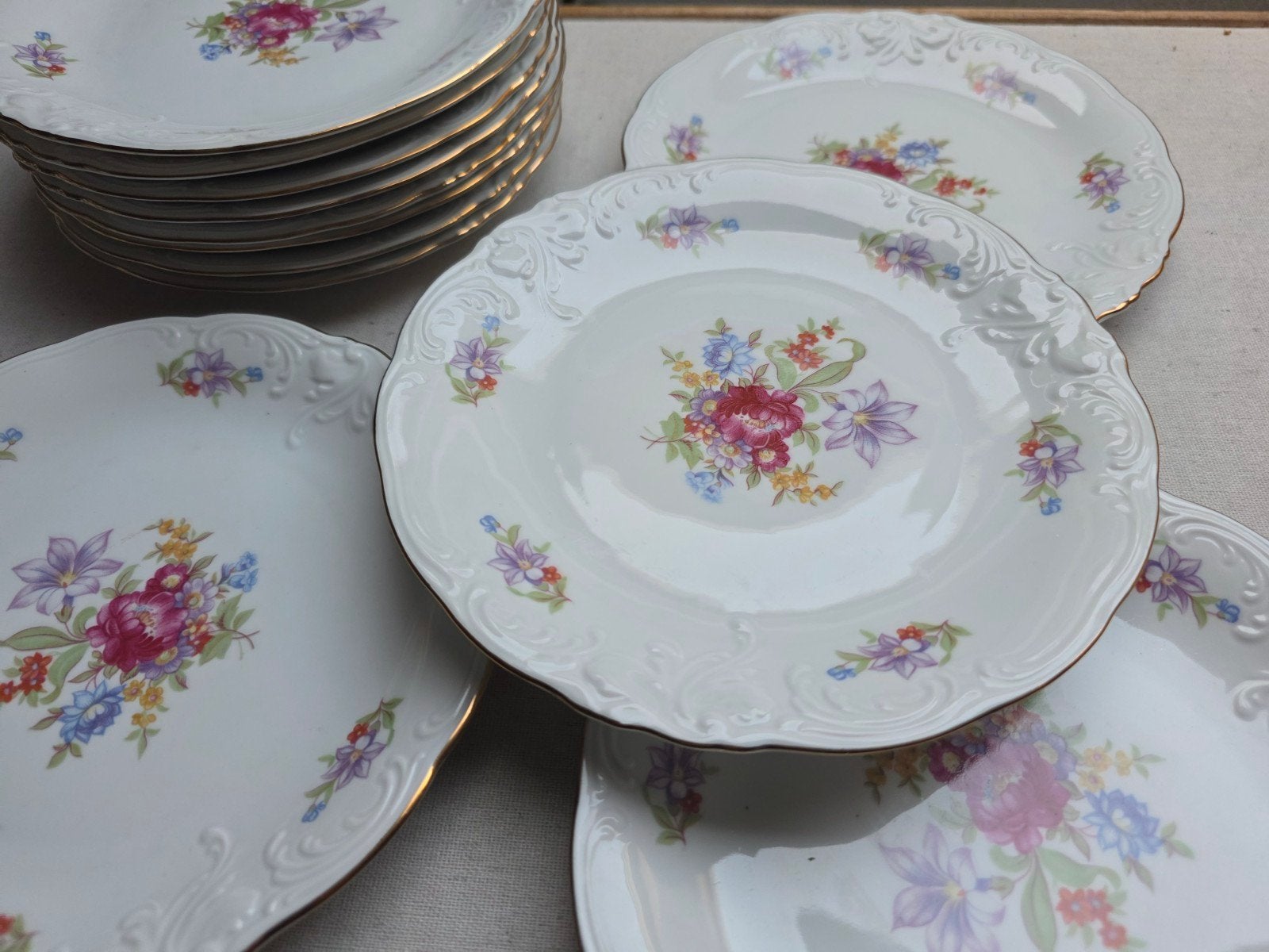 Gebloemende boterham ontbijtborden borden, Antiek en Kunst, Ophalen of Verzenden