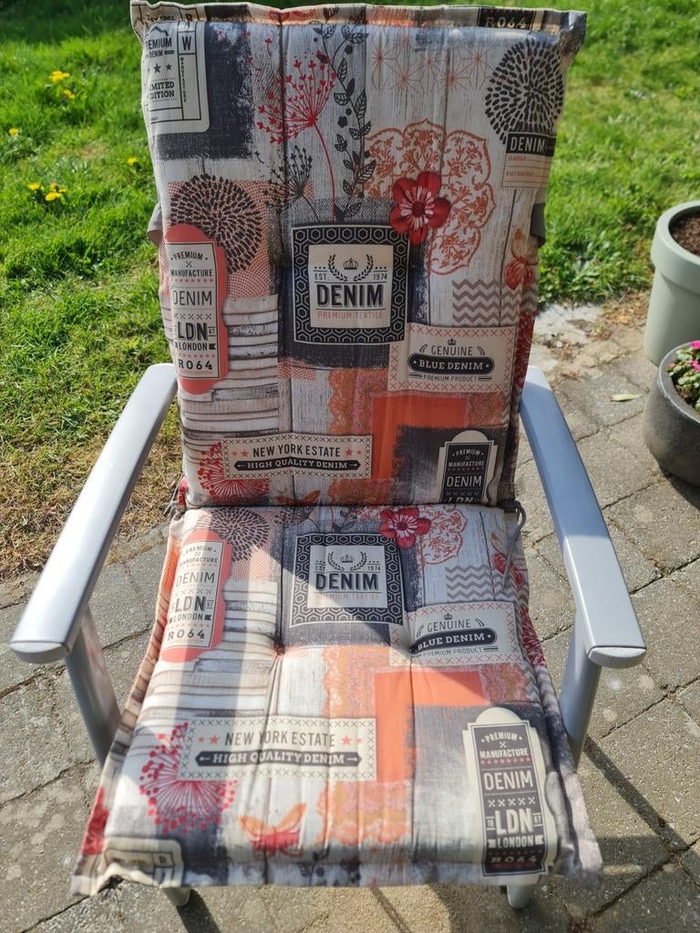 10x Tuinstoelkussens met 'Denim' design, Tuin en Terras, Tuinstoelen, Ophalen, Zo goed als nieuw