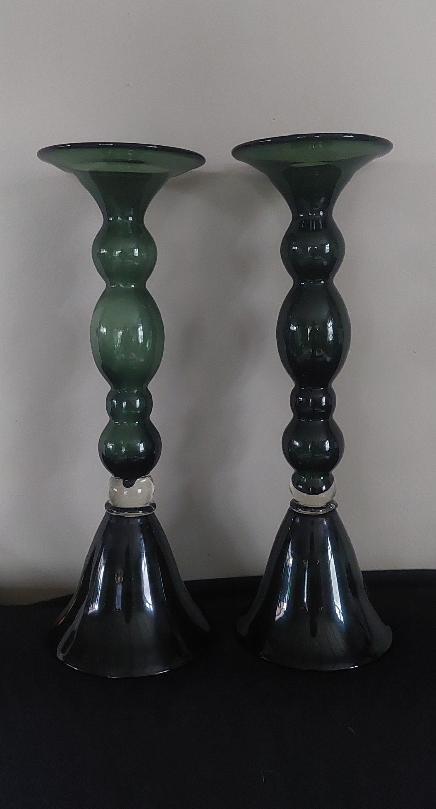 unieke XL vintage italiaanse vazen tazza's 2 in 1 groen glas, Ophalen of Verzenden