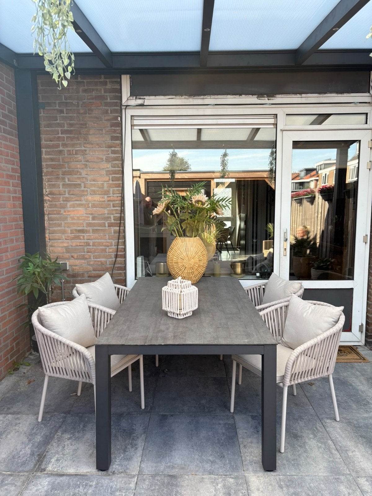 Tierra Outdoor tafel met 4 stoelen - Zo goed als nieuw, Tuin en Terras, Ophalen, Zo goed als nieuw, Tuinset, Eettafel