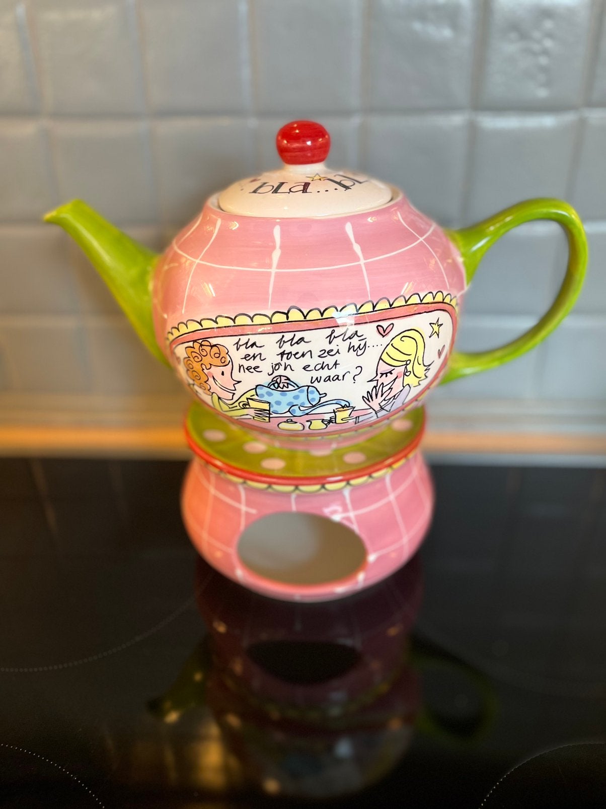 Blond Amsterdam theepot met theelicht houder, Ophalen, Zo goed als nieuw, Aardewerk, Overige typen
