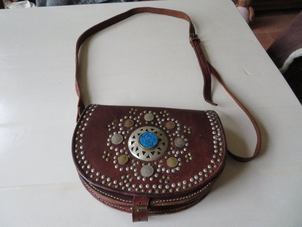 Vintage leren dames schoudertas bruin Z.G.A.N., Ophalen of Verzenden, Zo goed als nieuw, Bruin, Leer