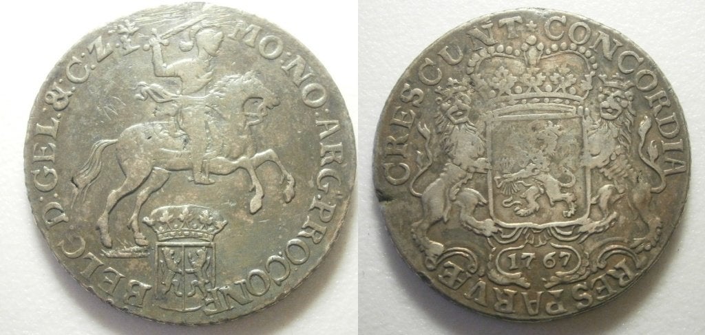 Gelderland Zilveren Rijder of Dukaton 1767 - Zeldzaam, Vóór koninkrijk, Zilver, Ophalen of Verzenden, Losse munt