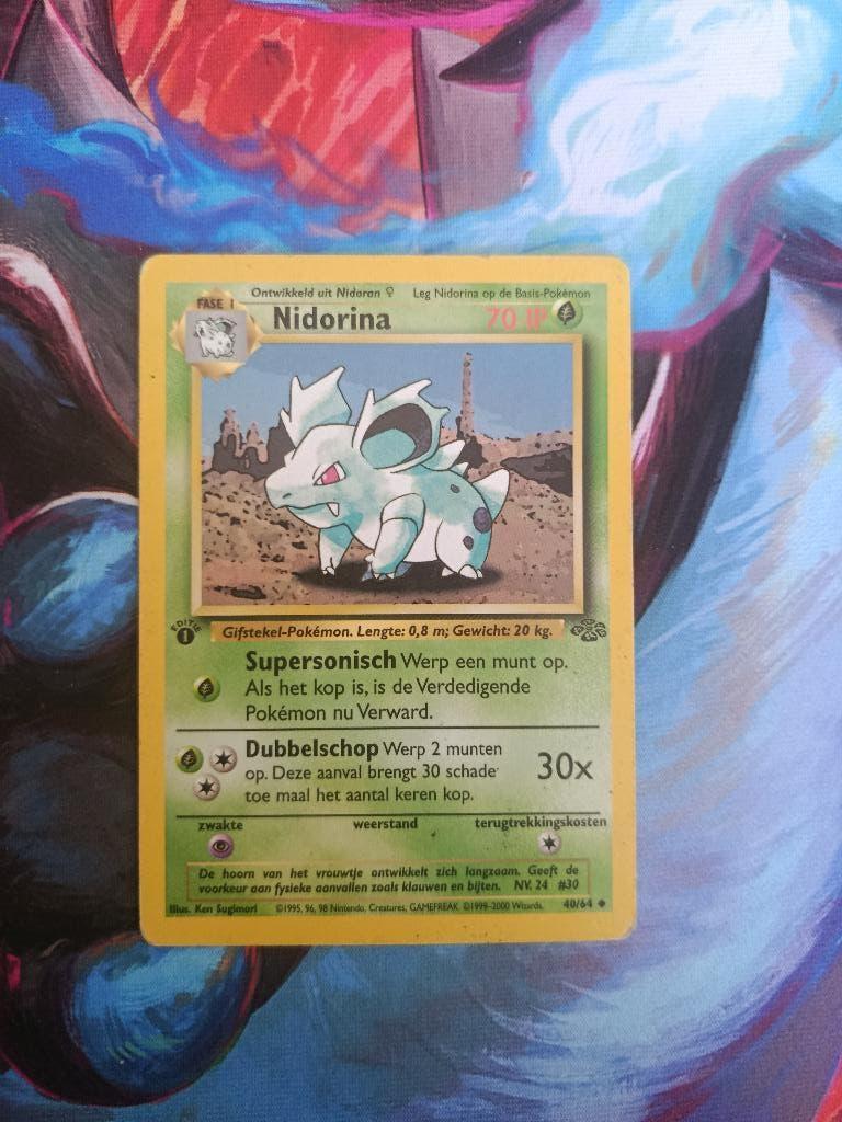 Pokemon kaart Nidorina 40/64 Jungle 1st edition NL, Ophalen of Verzenden, Gebruikt, Losse kaart