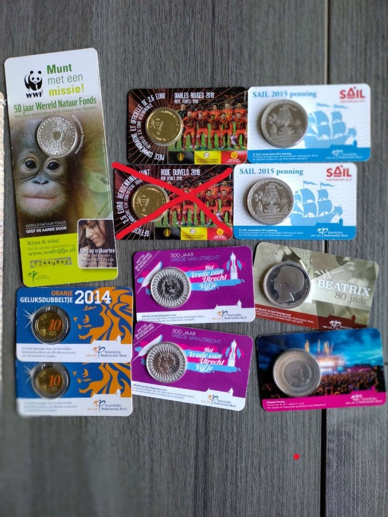 Diverse coincards  herdenkingsmunten en penningen, Ophalen of Verzenden, Koningin Beatrix, Overige waardes, Setje