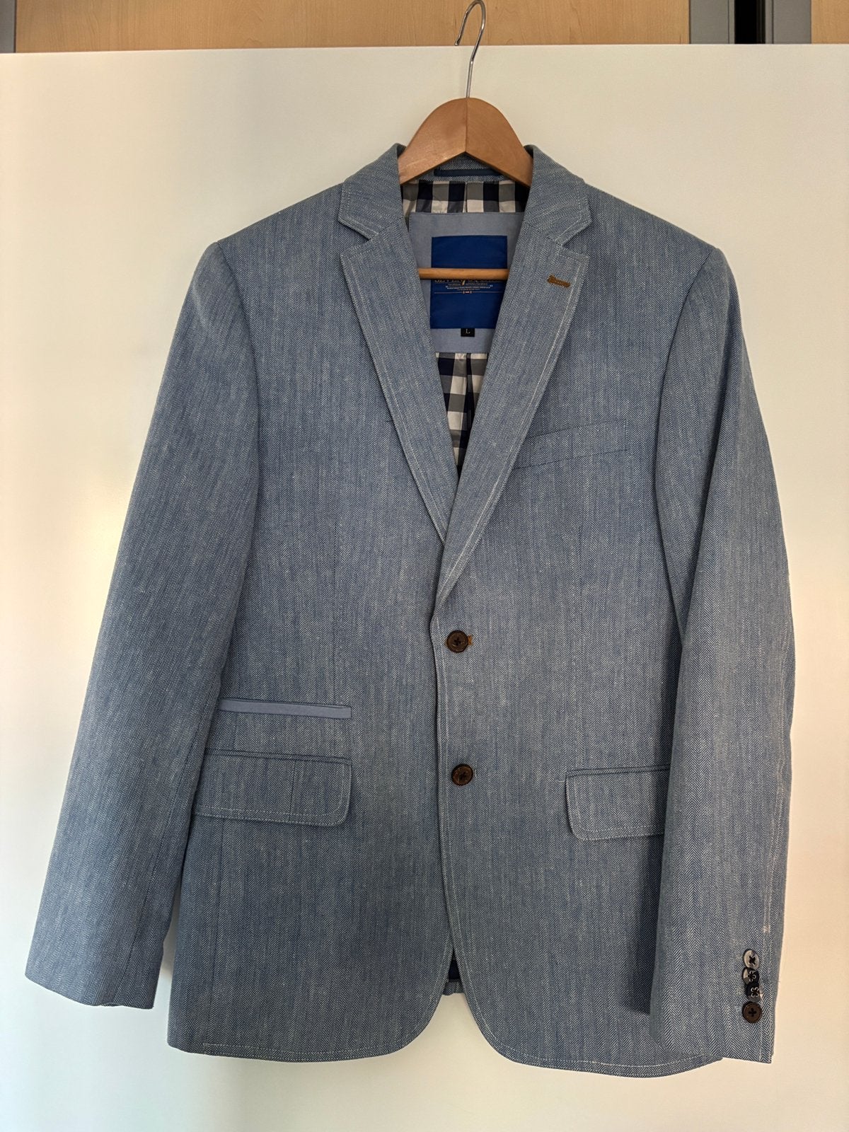 lichtblauwe mooie colbert jasje, Kleding | Heren, Ophalen of Verzenden, Zo goed als nieuw, Blauw