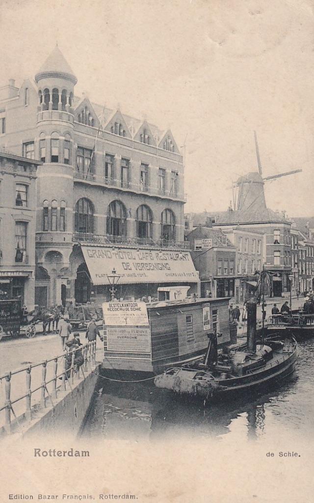 723G Rotterdam Schiekade Wz., horeca "De Vereeniging", molen, Ophalen of Verzenden, Voor 1920, Gelopen, Zuid-Holland