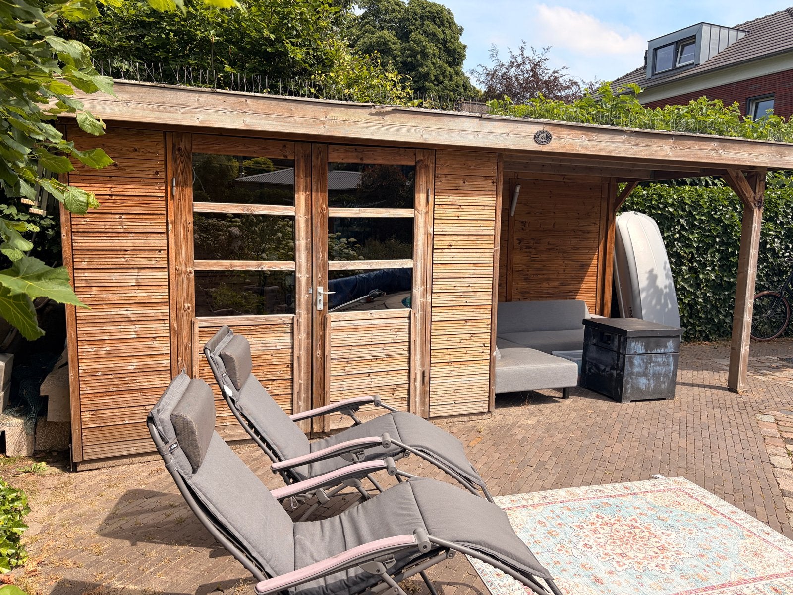 Degelijk tuinhuis met veranda en opbergruimte, Tuin en Terras, Tuinhuis, Ophalen of Verzenden, 2 ramen, 500 cm of meer
