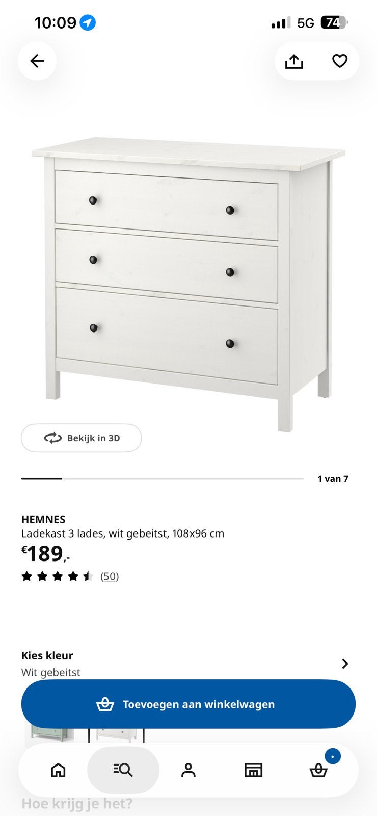 Ikea Hemnes kast in goeie staat, Ophalen, Overige materialen, 100 tot 150 cm, 50 tot 100 cm