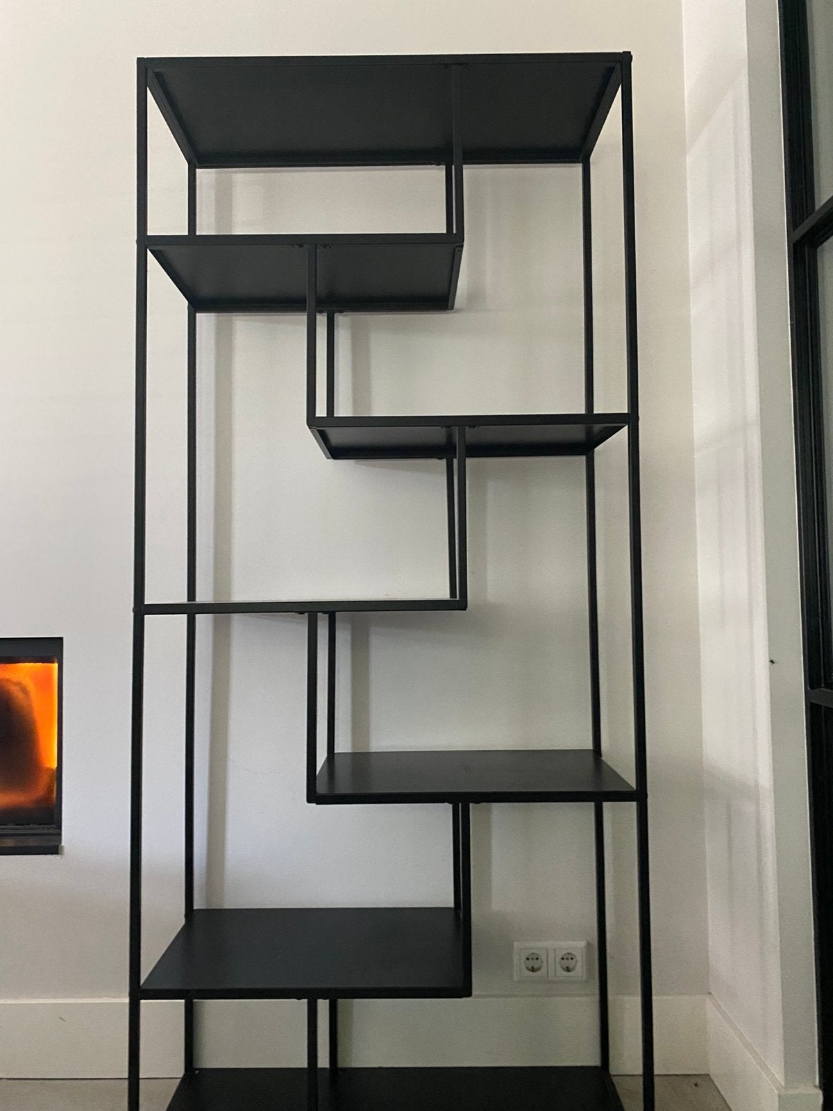 Stalen stelling vakken kast zwart, Huis en Inrichting, Kasten | Boekenkasten, Ophalen, 50 tot 100 cm, Zo goed als nieuw, 150 tot 200 cm