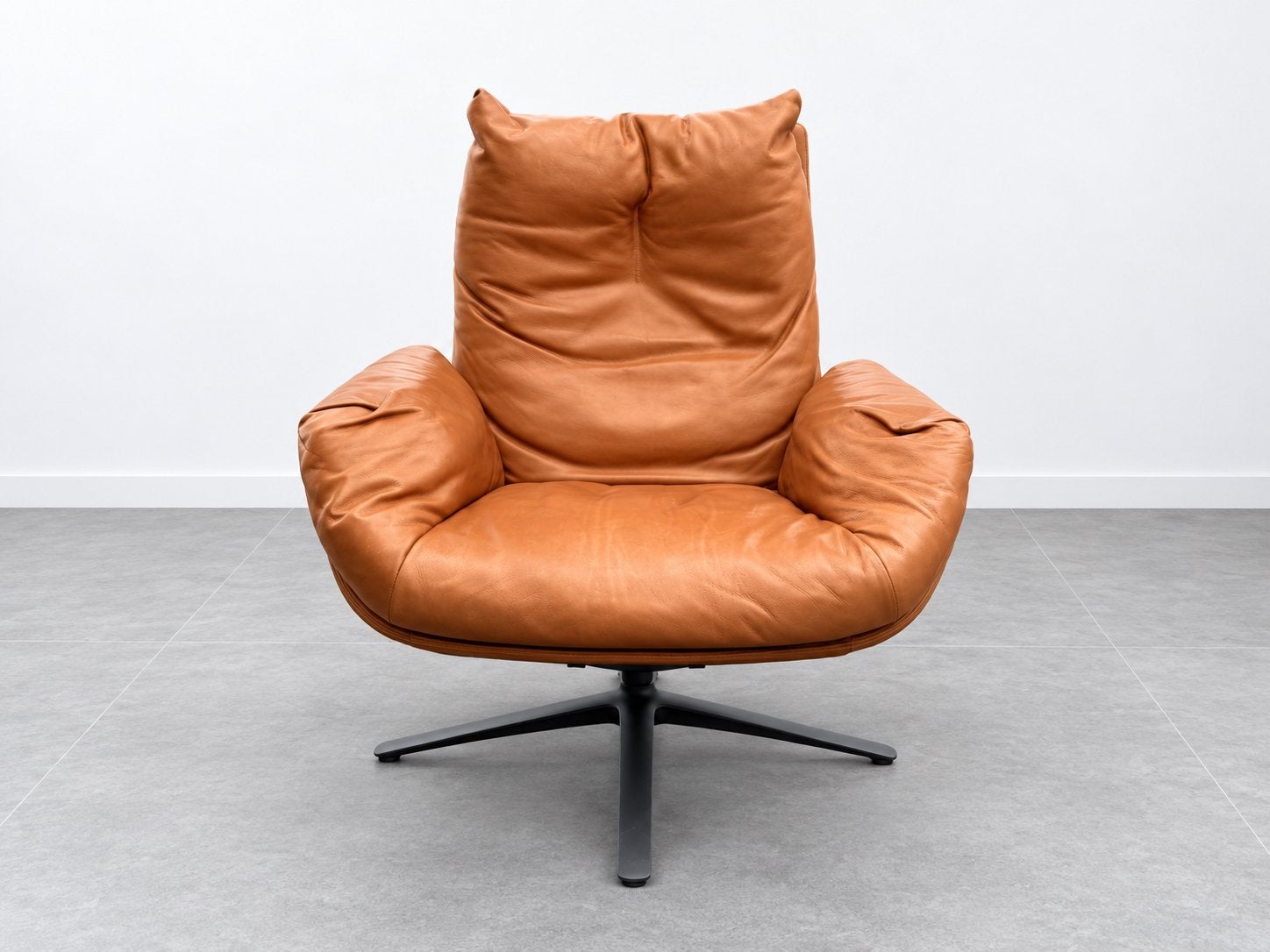 COR Cordia Lounge Draaifauteuil Cognac Leer, Ophalen of Verzenden, Zo goed als nieuw, Leer, 75 tot 100 cm