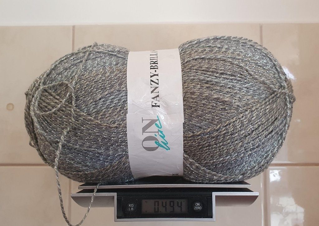 Reuzeknot wol grijs glitter 500g - Nieuw, Ophalen of Verzenden, Nieuw, Breien, Wol of Garen