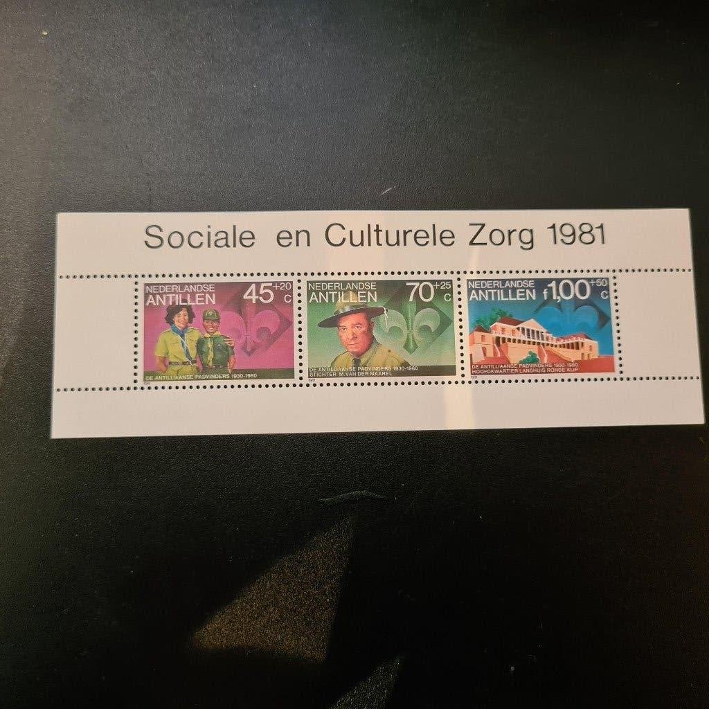 Nederlandse Antillen 1981 (mi Bl 17) scouting padvinderij, Ophalen of Verzenden, Postfris, Overige thema's