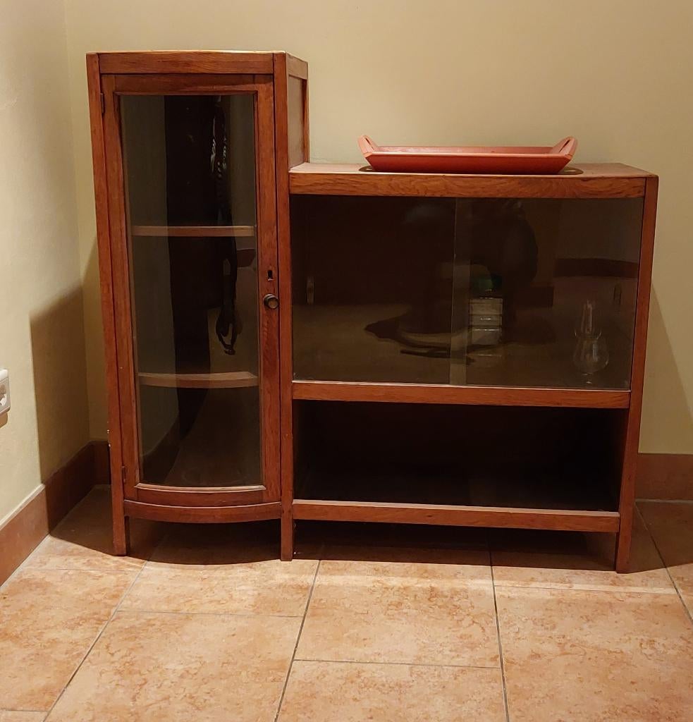 houten vitrinekastje, Huis en Inrichting, Ophalen, Glas, Sober, klassiek, 50 tot 100 cm