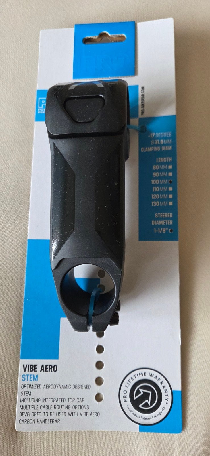 Nieuwe PRO Vibe Aero Stuurpen 100mm - Interne Bekabeling, Stuur, Nieuw, Racefiets, Ophalen of Verzenden