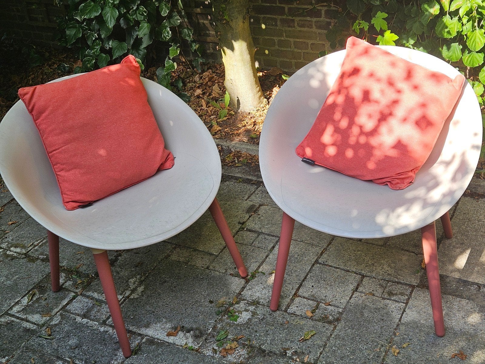 Leuke tuinstoelen met kussens, Tuin en Terras, Ophalen, Gebruikt, Kunststof