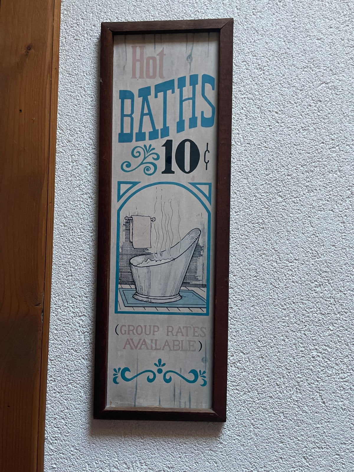 Vintage 'Hot Baths' Wanddecoratie - Uniek Decoratiestuk, Ophalen, Gebruikt, Hout, Decoratieobject