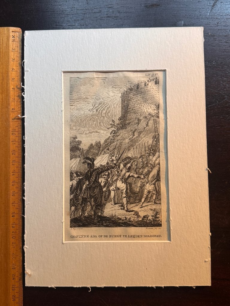 1785 Gravin Ada belegerd in Leiden Burcht P0861-03, Antiek en Kunst, Ophalen of Verzenden, Gravure, 1800 - 1899