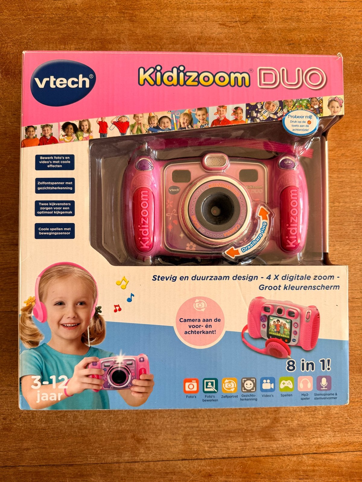 Vtech Kidizoom Duo Roze kindercamera 8-in-1 functies, Kinderen en Baby's, Ophalen of Verzenden, Zo goed als nieuw