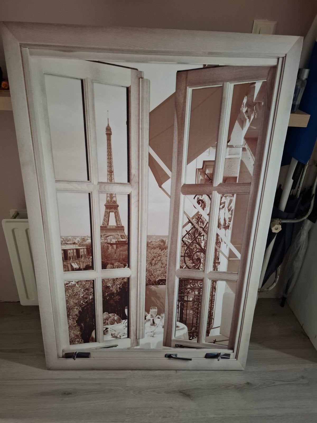 Schilderij Parijs Eiffeltoren 120x80cm, Ophalen, Gebruikt, Schilderij, 75 tot 100 cm