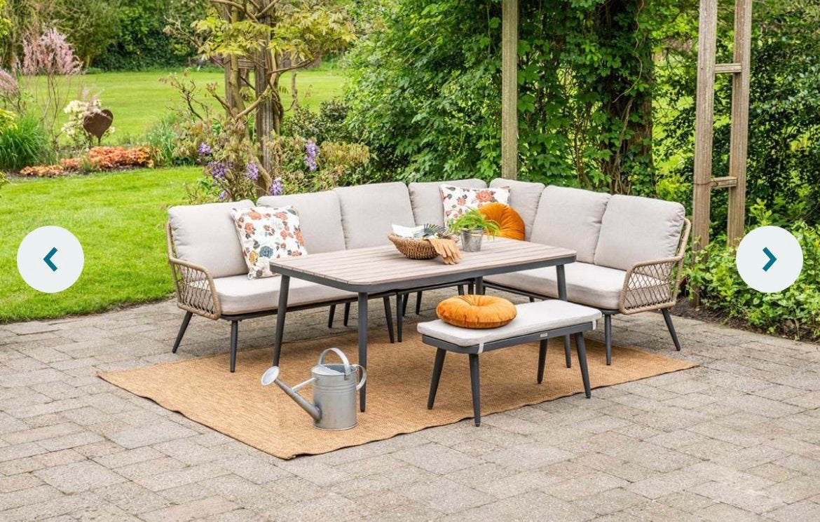 Tuintafel, nieuw in doos! Aluminium, met houtlook, Ophalen, Eettafel, Tuinset, Nieuw