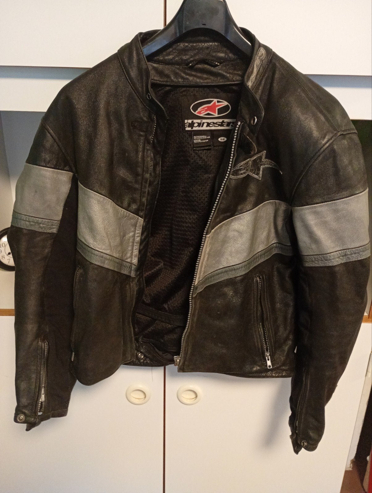 Alpinestars leren motorjas - Zwart/Grijs, Motoren, Ophalen, Tweedehands, Heren, Jas | leer