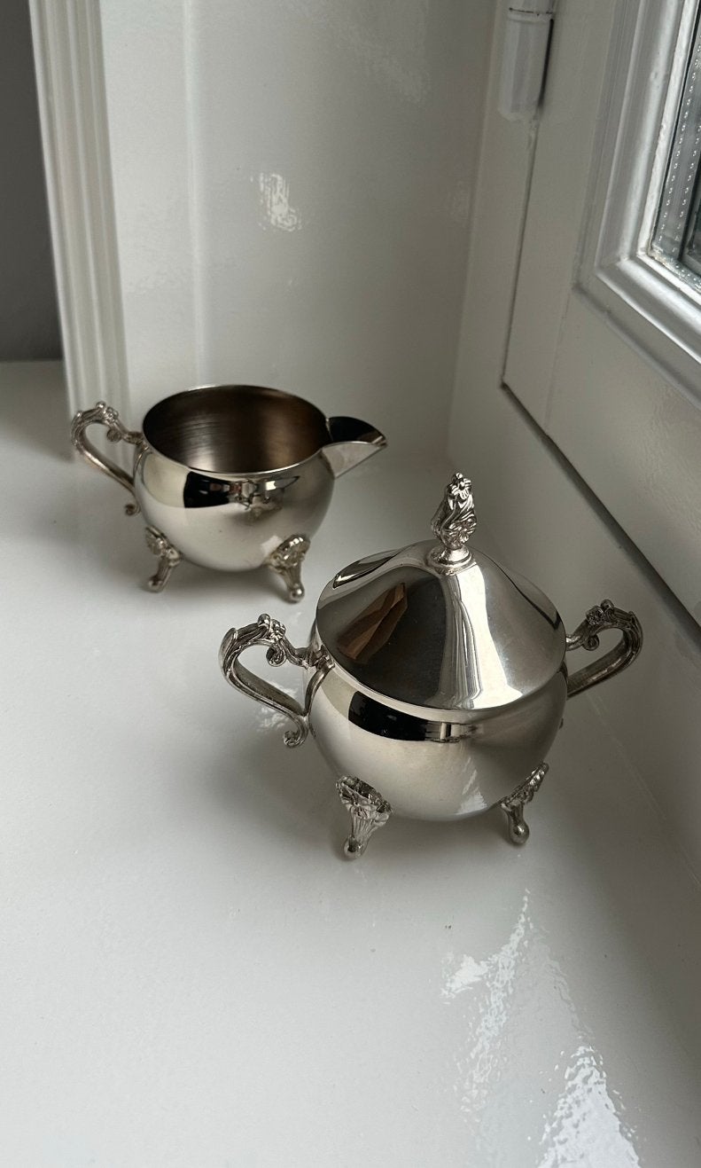 Verzilverd roomstel met melkkan en suikerpot, Ophalen of Verzenden
