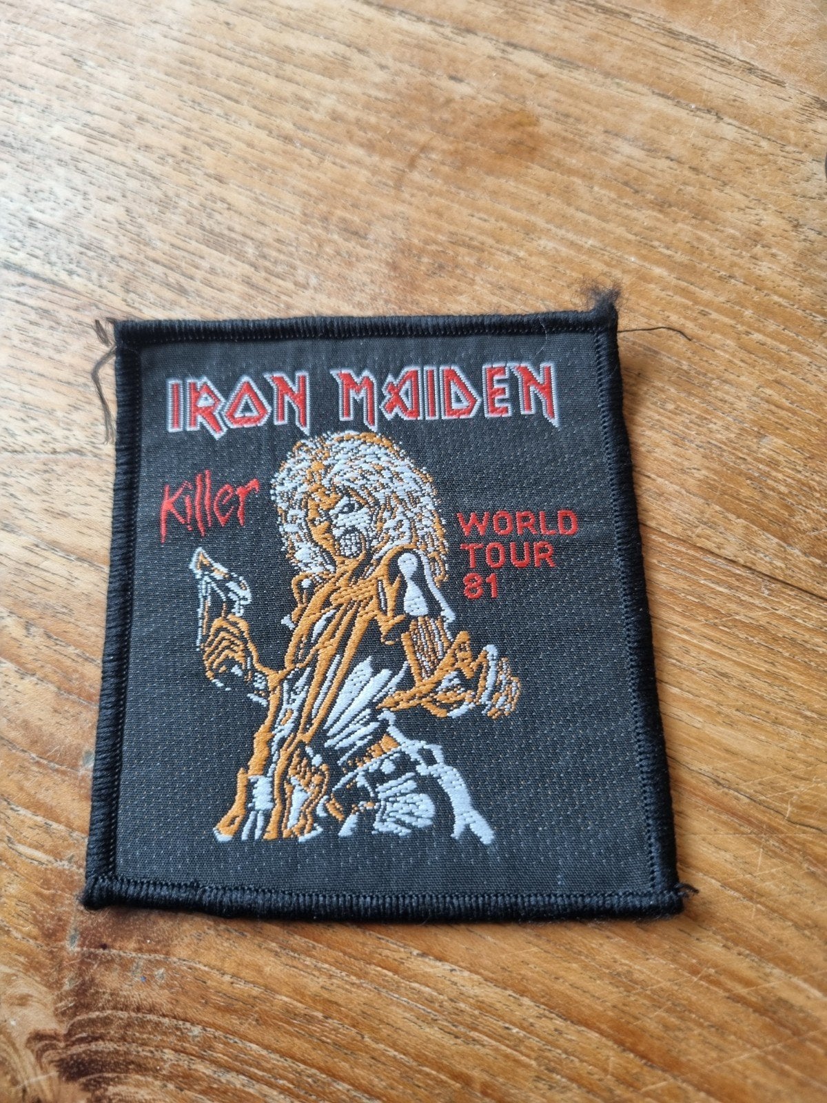 Vintage Iron Maiden 'Killer World Tour 81' Rock Patch, Ophalen of Verzenden, Gebruikt