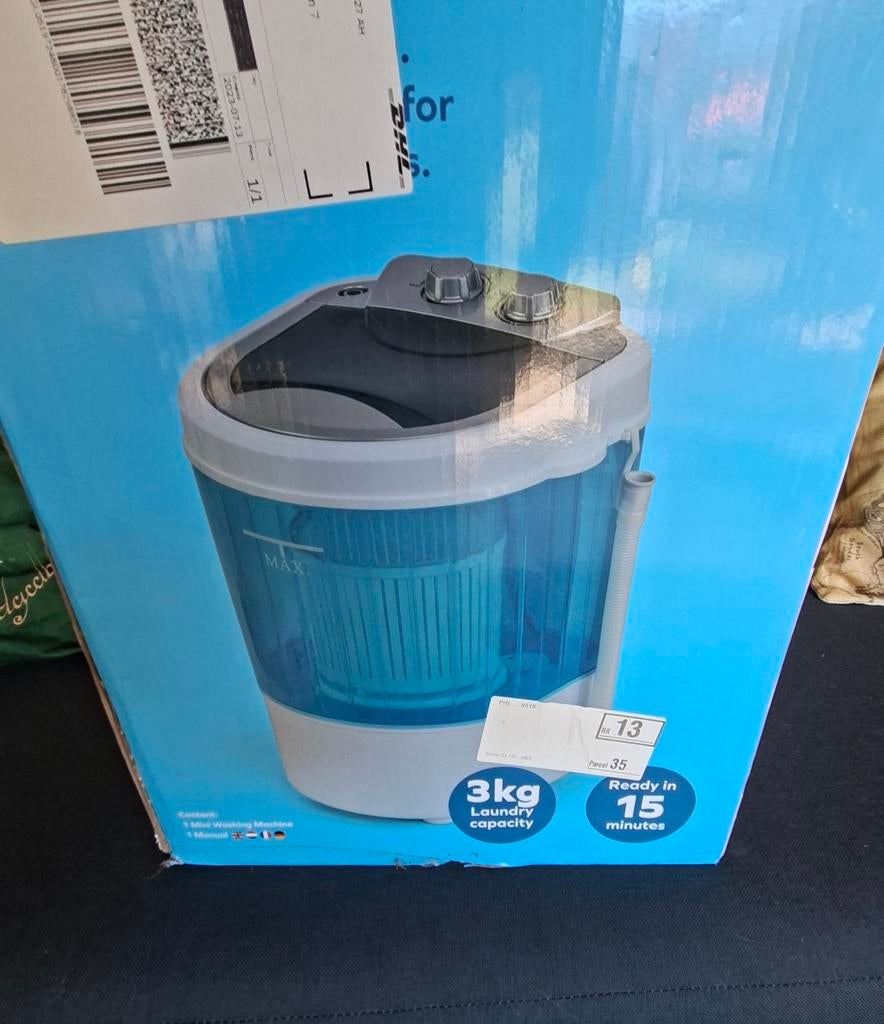 Mini wasmachine 3kg - Ideaal voor camping en kleine was, Minder dan 1200 toeren, Minder dan 85 cm, Minder dan 4 kg, Bovenlader