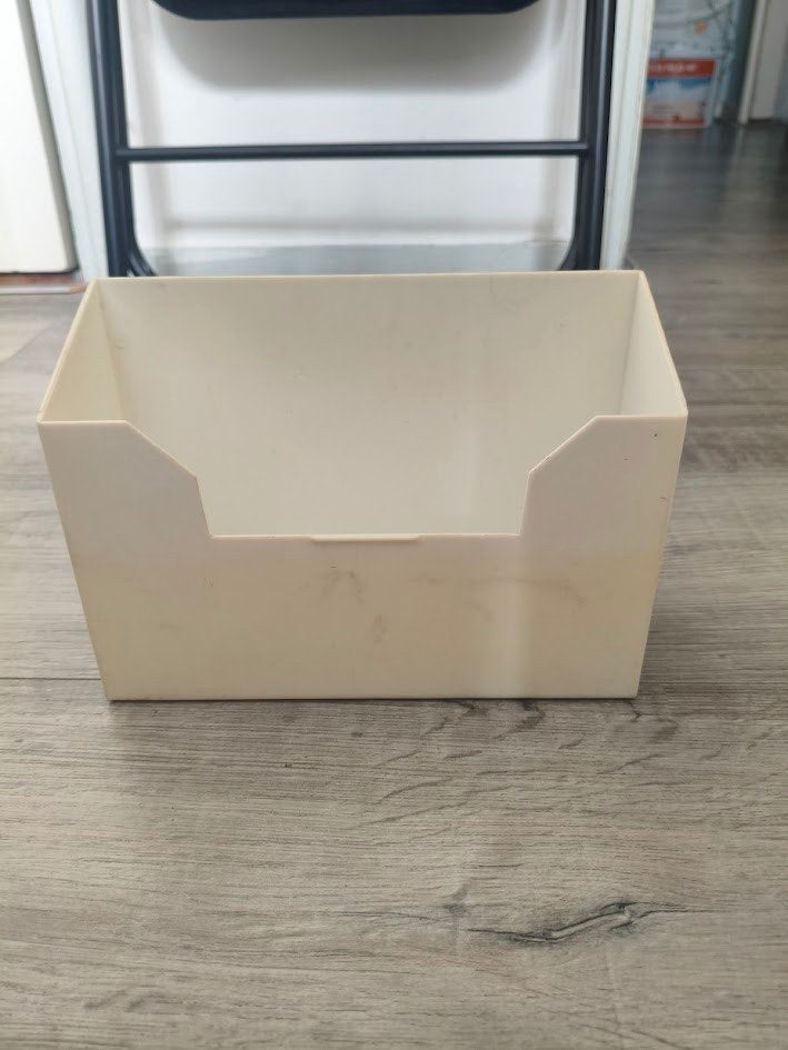Plastic opbergbak / kaartenbak crème wit, Ophalen of Verzenden, Gebruikt