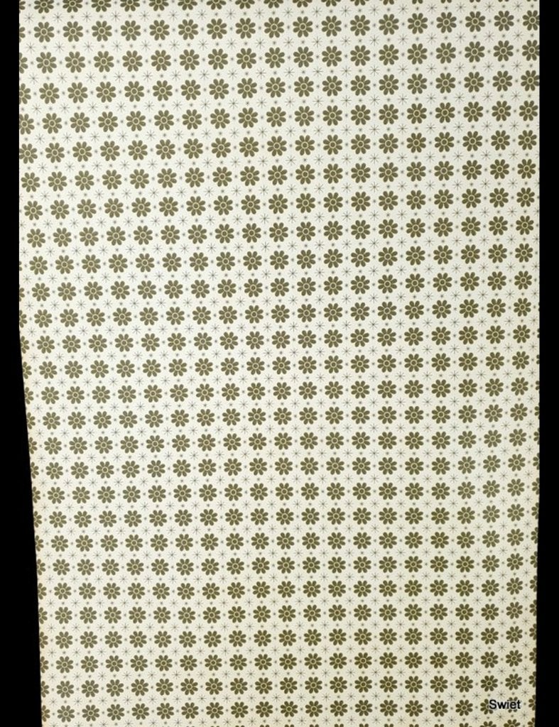 2784 groen vintage bloemetjes retro behang seventies swiet, Ophalen of Verzenden, Groen