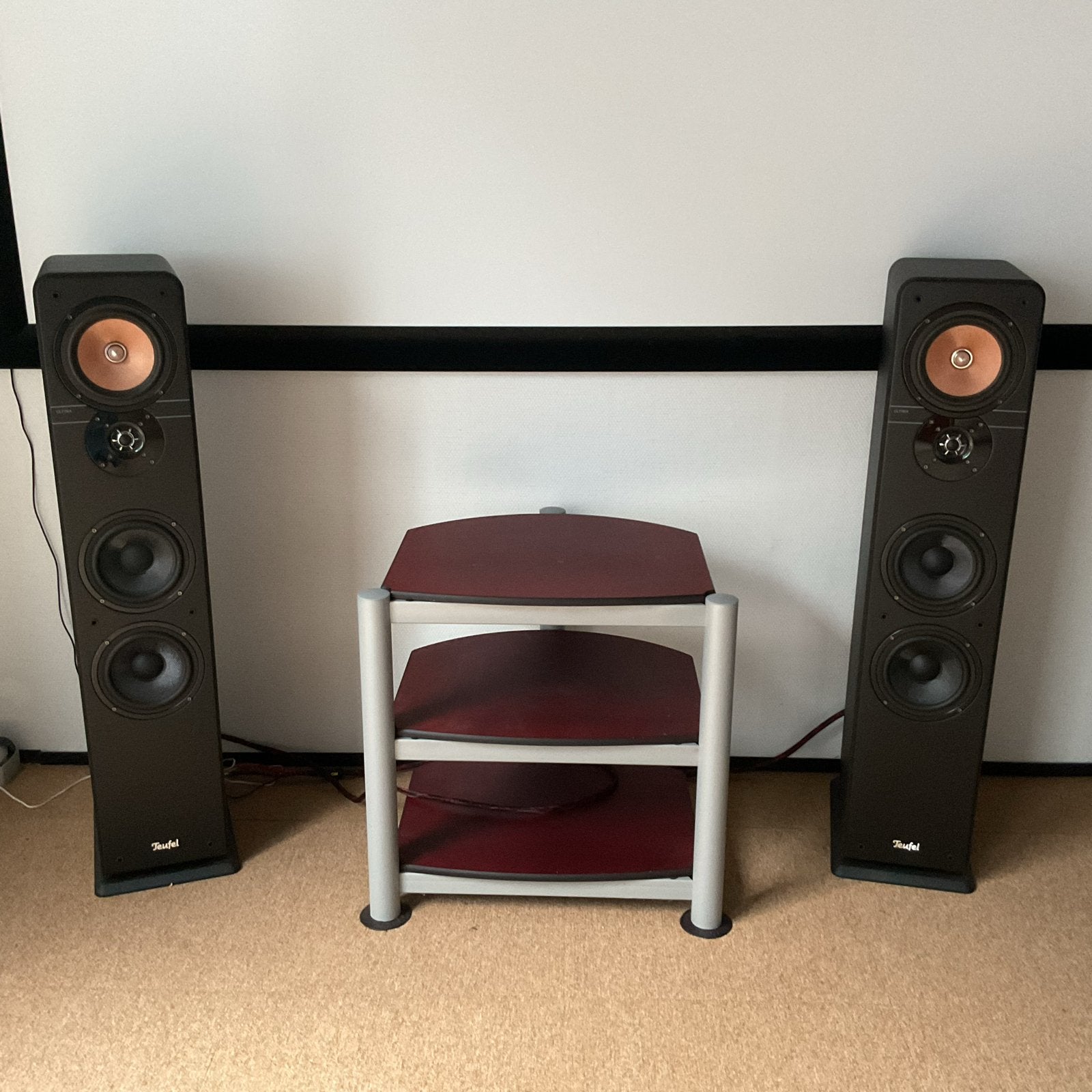 Teufel Ultima 40 Mk3 Vloerstaande Luidsprekers - Zwart, Audio, Tv en Foto, Vloerstaande luidspreker, Zo goed als nieuw, Geschikt voor surround/home cinema
